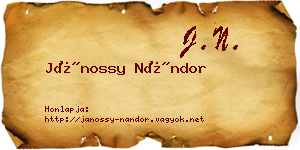 Jánossy Nándor névjegykártya